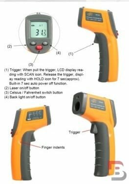 Digitale Infrarood Thermometer, 50 ~ 400 &deg; C